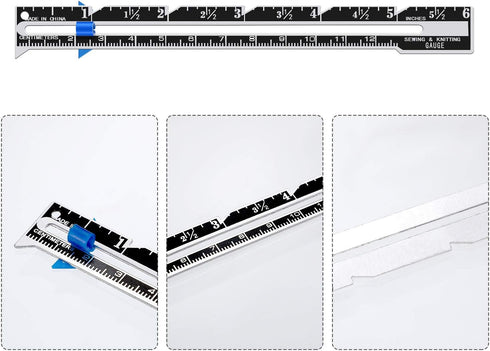 Sliding Gauge Sewing Measuring Tool Stainless Steel Quilting Ruler for Knitting Crafting Sewing Beginner Hemming Measuring(3)...