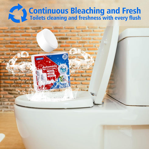 USKICH Toilet Bowl Cleaner Tablets 20 PACK, Bathroom Automatic Toilet Tank Cleaners with Bleach, Slow-Releasing Household Toilet Cleaners for Deod...