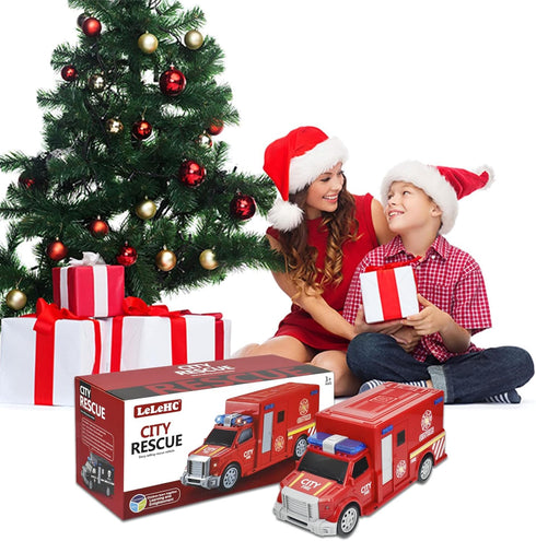 Fire Truck Toy for 3-8 Year Old Boys Girls, LED Music Electric Universal Wheel Fire Truck Toys, Toddlers and Kids Fire Truck Toys Gifts, Red, CDDZ...