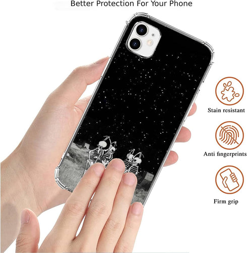 Dancing Skulls Phone Case Compatible with iPhone 12/12 Pro?Hippie Skeletons Phone Case for iPhone 12/12 Pro for Women Men, Cool Trendy Design TPU ...