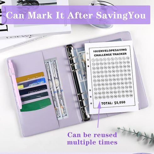 100 Envelopes Challenge Binder 100 Envelopes Money Saving Challenge Budget Binder Savings Challenge Book Easy and Fun Way to Save $5,050 for Home,...