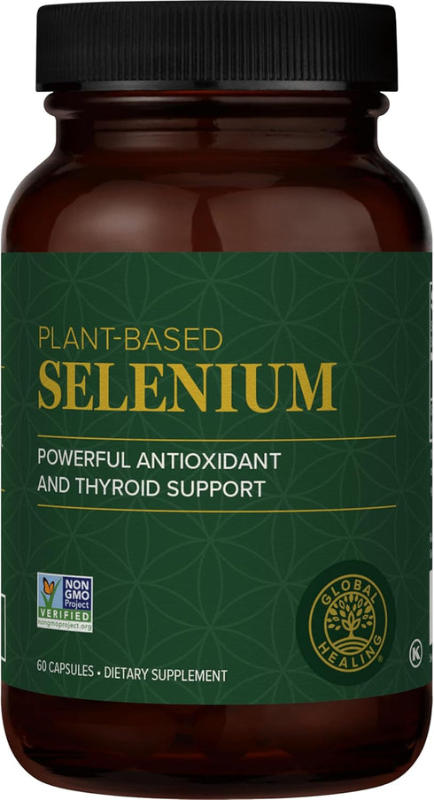 Global Healing Selenium 200mcg, Selenium Supplement with Organic Ingredients, Antioxidants for Thyroid Support and Immune Health, Non-GMO & Gluten...