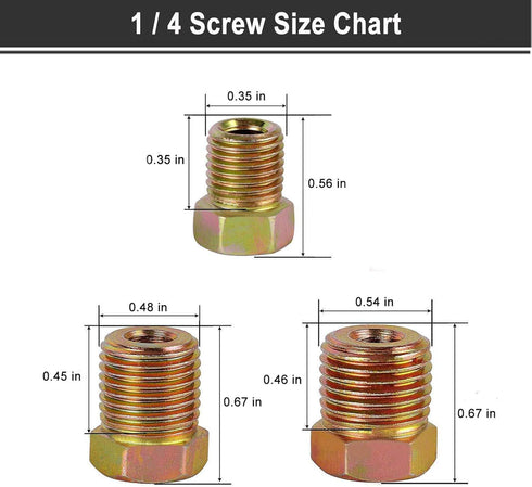 MuHize Upgraded Brake Line Fittings - Inverted Flares on 3/16 and 1/4 Tube SAE Brake Line Fitting Kit on 3/16" (19 Fittings) and 1/4" (16 Fittings...
