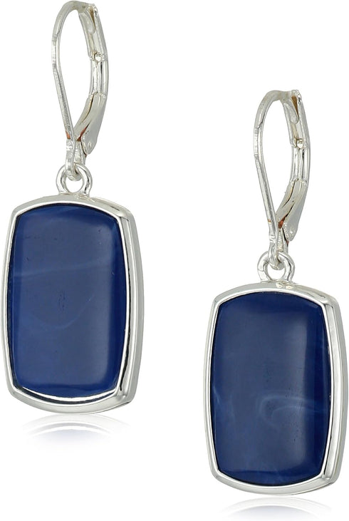 Nine West Women's Denim Large Drop Earrings Silver Tone...