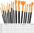 AROIC Acrylic Paint Brush Set,2pack/30pcs Nylon Hair Oil Watercolor Rock Face Painting Artist Paint Brushes, 15 Sizes Paint Brush Set for All Purp...