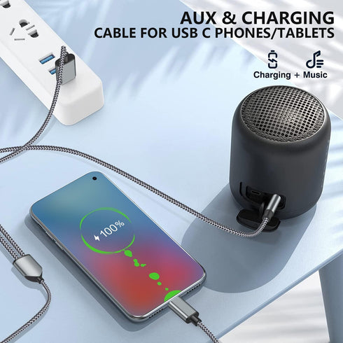 USB C to 3.5mm Aux Audio Cable with Charging, 2 in 1 USB C to 3.5mm Car Stereo Headset Audio Cable with PD 18W Charging Compatible with iPhone 15/...