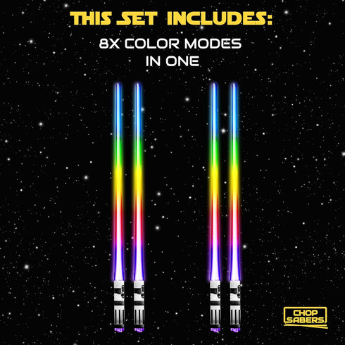 LIGHTSABER CHOPSTICKS LIGHT UP STAR WARS LED Glowing Light Saber Chop Sticks REUSABLE Sushi Lightup Sabers Bright LEDs - 8 Color Modes - 2 Pairs...