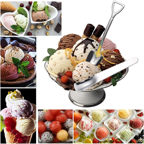 Ice cream scoop,With trigger,Stainless Steel Metal,Sturdy and durable,Useful spooner,Convenient to use,Gift,Set of 3,Dessert spoons used for cake ...