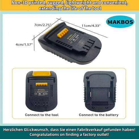 for Makita for Dewalt Battery Adapter,MT20DL Battery Adaptor Compatible for Makita 18V Lithium-ion Battery Convert to Dewalt 20V Battery,DIY Conve...