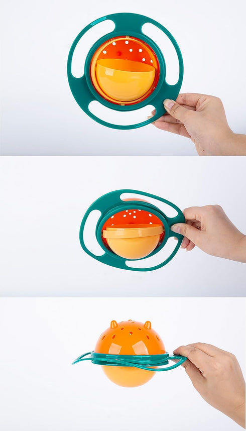 Berry President Magic Bowl 360 Degree Rotation Spill Resistant Gyro Bowl with Lid For Toddler Baby Kids Childre (Green)...