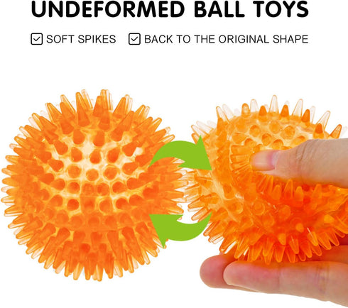 Squeaky Fetch Spike Balls TPR Toys for Pet Small Dogs Puppy Rubber 6 Pack Bright Colors Chew Teething Toys...