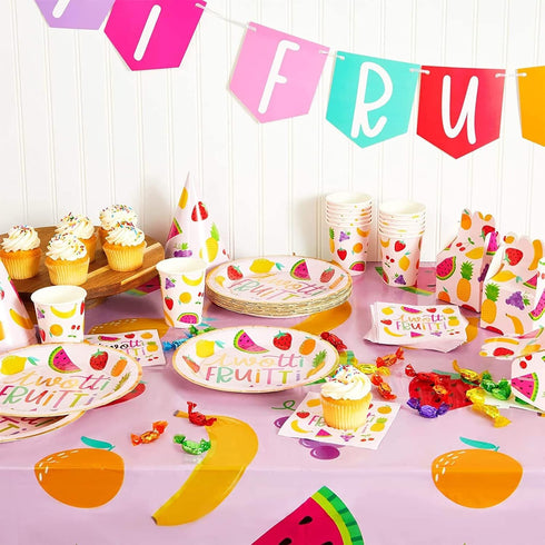Sparkle and Bash Tablecloth for Two-tti Frutti 2nd Birthday Party Decorations (Pink, 54 x 108 in, 3 Pack)...