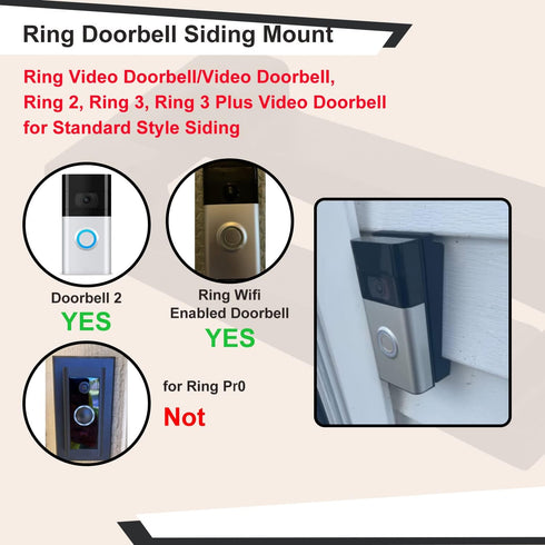Video Doorbell Vinyl Siding Mounting/Adapter Angle Adjustment Plate W/Hardware, for Ring 2, Ring 3, Ring 3 Plus Video Doorbell fit Standard Style ...