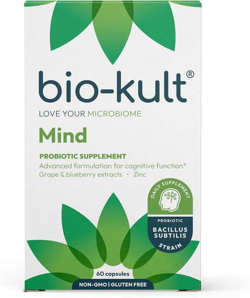 Bio-Kult Mind | Bacillus + Zinc, Grape & Blueberry Extracts | Brain & Gut Support | Cognitive Function | 60 Capsules...