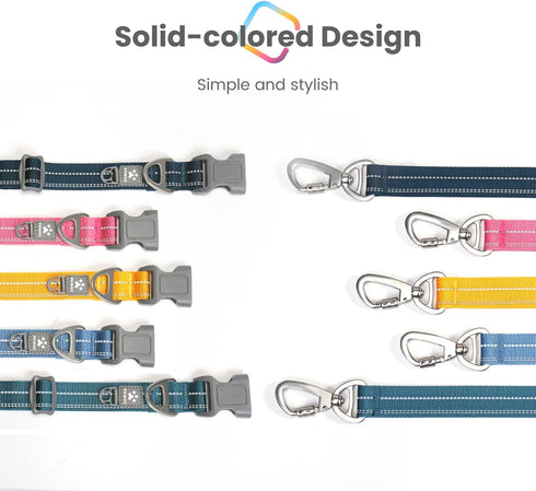 Pawaii Dog Collar and Leash Set, Personalized Dog Collar with Reflective Dog Leash, Dog Collar and Leash for Medium Dogs Adjustable Size...