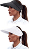 2 Pieces Sun Visor Hats Wide Brim Visor Hats Adjustable Large Brim Summer UV Protection Beach Caps for Women...