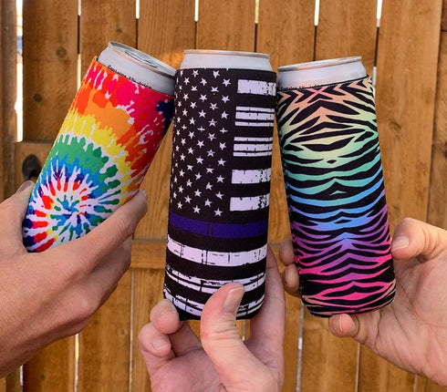 Slim Can Coolers - Neoprene Insulated Slim Can Cooler for Tall Skinny 12oz Cans Like White Claw, Truly, Hard Seltzers and Red Bull - 3 Pack...