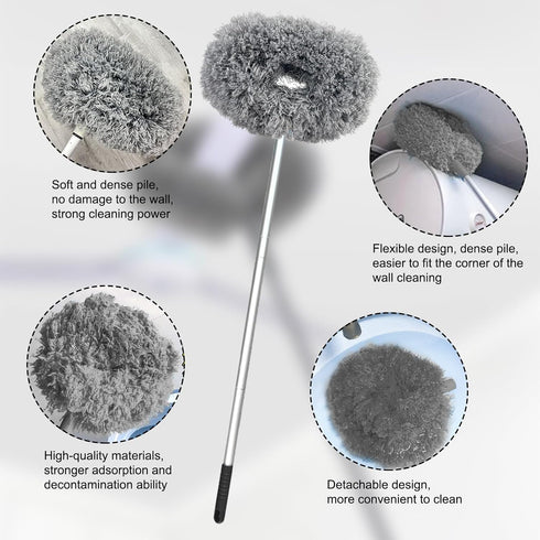 Fuzzy Fan Duster, Ceiling Fan Cleaner Duster with Extension Handle Microfiber Ceiling Fan Blade Cleaner Removable Washable Adjusts 13 to 57.1 in f...