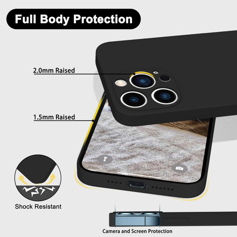 Silicone Case for iPhone 15 Pro Max Black, Soft Liquid Silicone Phone Case Compatible with iPhone 15 pro max Full Body Microfiber Lining Protectiv...