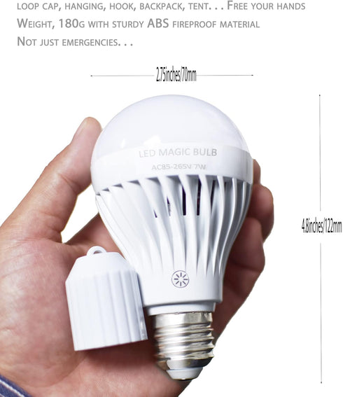 BSOD Rechargeable Light Bulbs, LED Magic Bulb with Remote Controller Warm White Emergency Lamp Without Electricity Battery Operated Light 7W Bulb ...