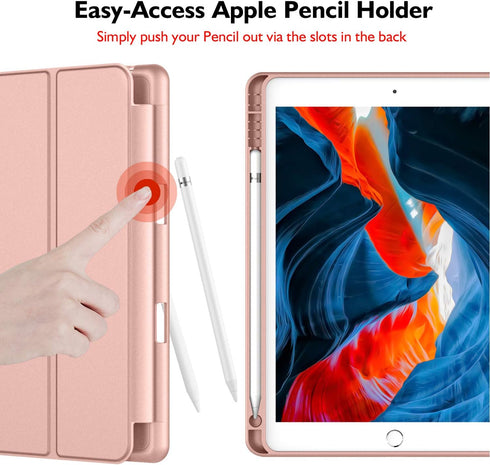 iPad 9th Generation Case 2021/iPad 8th Generation Case 2020 10.2 Inch with Pencil Holder, iPad 7th Gen 2019 Case with Soft Baby Skin Silicone Back...