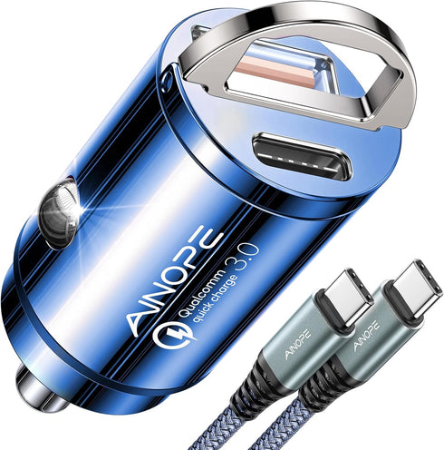 AINOPE USB C Car Charger, PD 45W, QC 45W, Fast Car Charger with 3.3ft Nylon Type C Cable, Mini Cigarette Lighter USB Charger for iPhone 15/15 Pro ...