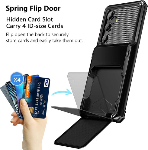 Vofolen for Samsung Galaxy S24+ Wallet Case with Card Holder, 4-Card Dual Layer Heavy Duty Shockproof Wallet Case, Hidden Flip Card Slot Large Sto...