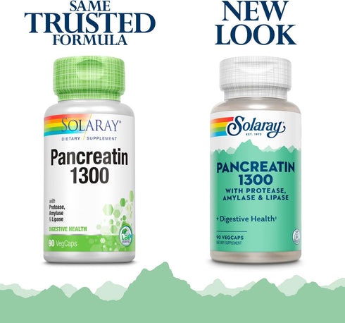 SOLARAY Pancreatin Supplement, 1300 mg, 90 Count...