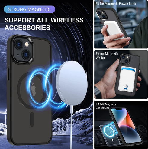 QLTYPRI Magnetic iPhone 12 Case/iPhone 12 Pro Case (6.1 inch) Compatible with Wireless Charger, Protective Shockproof Translucent Case Matte Slim ...