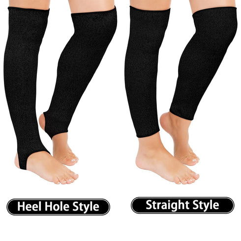 Zhanmai Cut Resistant Leg Sleeves Bite-Proof Protective Leg Sleeves for Welding, Lawn Mowing Guard Safety (Black, Heel Hole Style)...