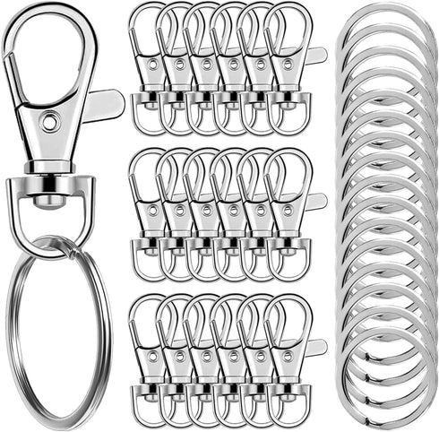 100 Pcs Keychain Hooks with Key Rings, Keychain Clip Hooks with Rings for Lanyard Jewelry Making DIY Crafts Silver(50 Pcs Metal Lobster Claw Clasp...