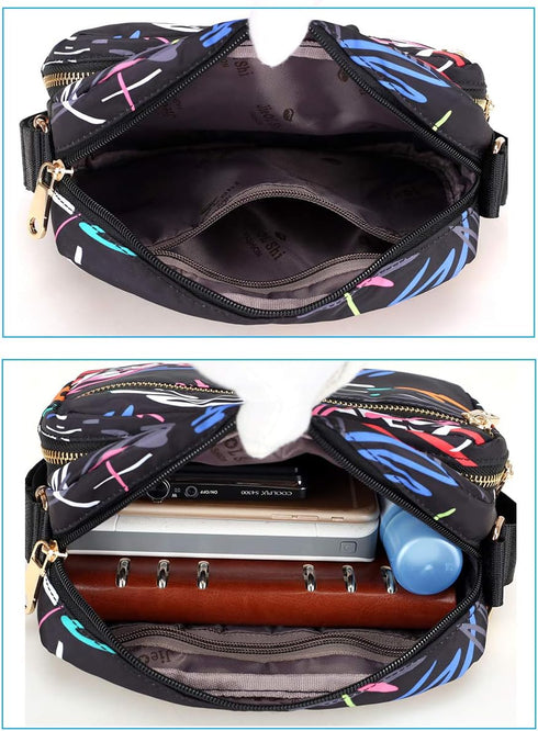 Collsants Small Nylon Purse Mini Crossbody Bag Travel Shoulder Bag Multi Zipper Pockets...