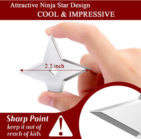 Weewooday 10 Pieces Ninja Magnet Cool Anime Refrigerator Magnets Funny Decorative Throwing Star for Home Office Whiteboard(Silver)...