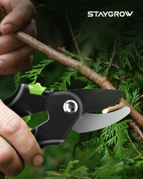 Pruning Shears for Gardening - 8.5" SK5 Garden Shears Cuts 10000+ Times Staying Sharp - Garden Scissors with One-handed Unlocking & Adjustable Han...