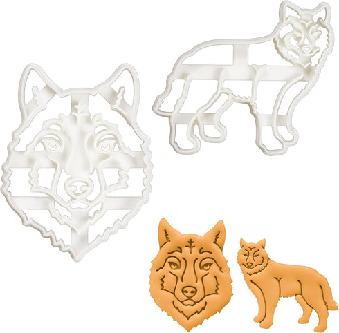 Set of 2 Wolf cookie cutters (Designs: Face and Body), 2 pieces - Bakerlogy...
