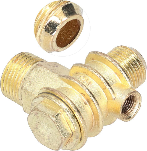 Air Compressor Check Valve, 3 Way Zinc Alloy Air Compressor Check Valve, G1/2 G3/4 M10 Male Thread Non-Return Check Valve Spare Parts Tube Connect...