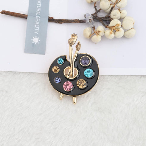 Painter Palette Brooch Pin Artist Painter Gift Jewelry Art Teacher Gift Paint Brush Rhinestone Lapel Pin for Men Women...