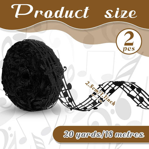 Shappy 20 Yards 28 mm Hollow Music Note Ribbon Cut Out Musical Grosgrain Ribbon Engraved Music Notation Craft Ribbons Music Decorative Ribbons Clo...