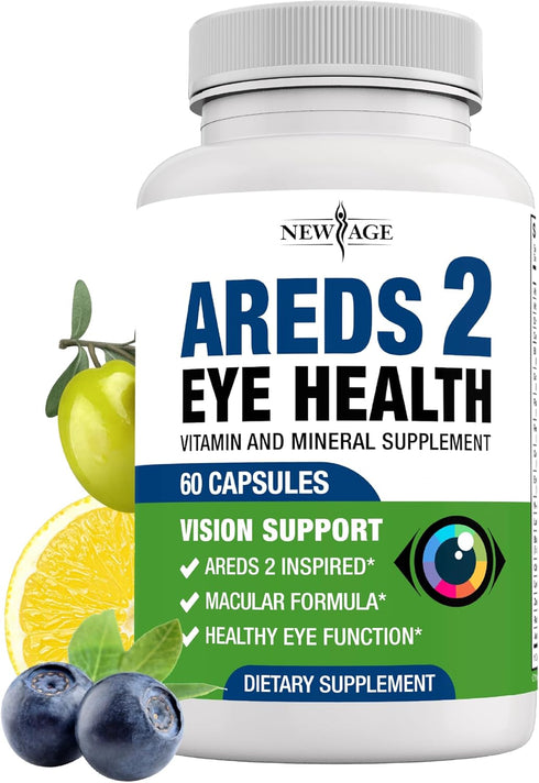 NEW AGE AREDS 2 Eye Vitamin Contains Bilberry 6000mg Lutein & Zeaxanthin - 60 Count...