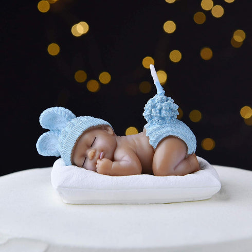 iLikePar Birthday Candle Brown Sleeping Baby Cake Topper Candle for Party Baby Shower and Wedding (Blue)...