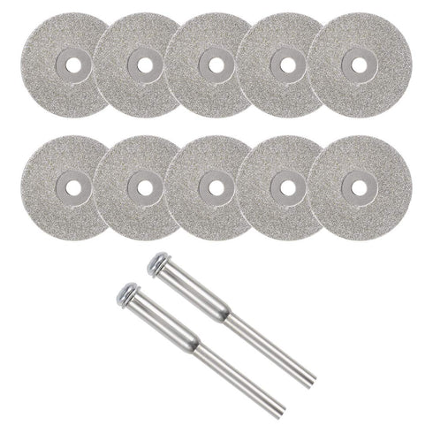 uxcell 10 Pcs 22mm Diamond Cutting Wheels Cut Off Wheel with 2 Pcs Mandrels for Rotary Tool...