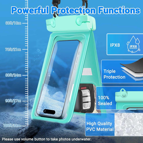 Waterproof Phone Pouch, IPX8 Double Space Cell Phone Case for iPhone 15 14 13 Pro Max Plus Samsung Galaxy S23 S22 Ultra, Detachable Lanyard, Cruis...