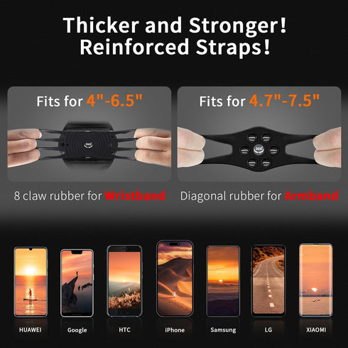 Wristband Phone Holder-2024 Upgraded Version-360° Rotation & Detachable - Compatible with iPhone 15/14/13/12/Pro/Pro Max, Samsung, and More - Fits...
