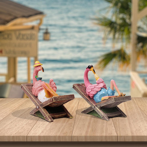 Pink Flamingo Garden Statues Flamingo Ornaments Small Flamingo Statue Summer Tropical Coastal Desk Decor Yard Art Ornament Housewarming Gifts Outd...
