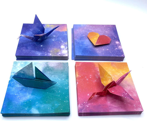 Origami Kit, 400 Sheets Double-Sided Galaxy Pattern Origami Paper with 100 Sheets of Each Galaxy pattern, DIY Crafts for Kids, School Projects, De...
