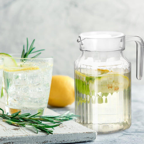 SEWACC 2 Pcs pot cold water bottle beverage kettle 21oz/600mL glass pitcher with lid covered pitchers iced tea pitcher fridge jug water jar clear ...