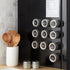 Talented Kitchen 12 Magnetic Spice Jars for Refrigerator with 3 Metal Wall Bases, 269 Preprinted Seasoning Labels, 2 Styles, 1 Cooking Conversion ...