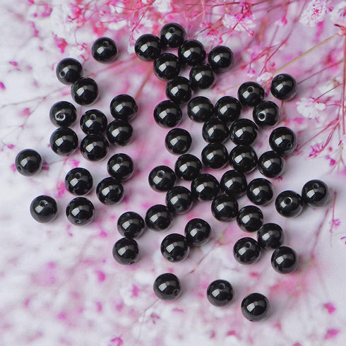 8mm 100pcs Natural Black Onyx Gemstone Round Loose Beads for Jewelry Making with Crystal Stretch Cord...