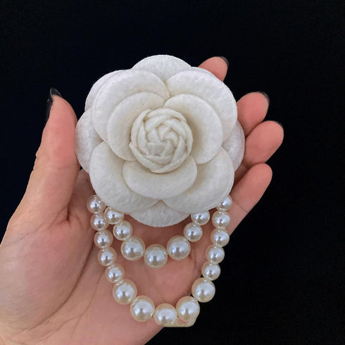 Vintage Wool Camellia Flower Pearl Tassel Brooches Pin Bracelet,Hairpin Headpieces Brooch Shawl Pins Wedding Party Gift Dainty Elegant Lapel Pins ...