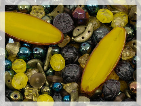 1.4oz (40g) LIMITED Mix of Czech Glass Beads Table Cut, Matte and Glossy, Faceted Fire Polish, Hand Made Set Kit, Dark Lime...
